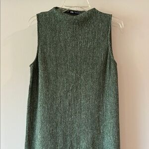 Zara - Forest Green Ribbed Knit Tank Dress, M